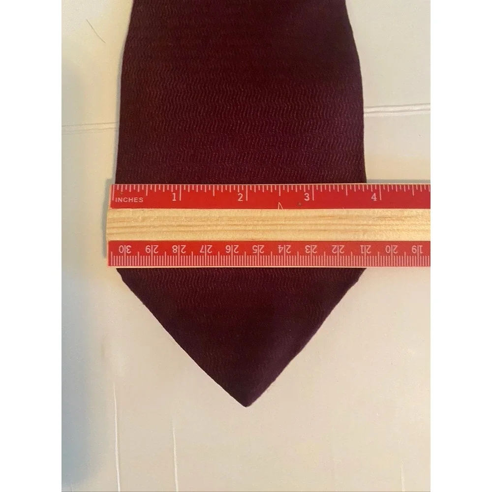 T.K.S. for Nordstrom Mens Burgundy Silk Wavy Textured Weave Necktie Neck Tie